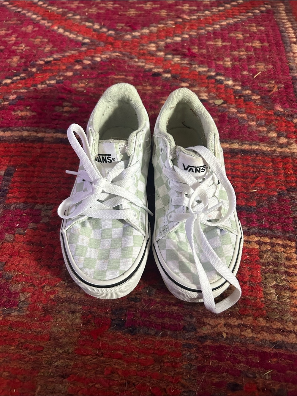 Vans Kids Checkerboard Lace-Up Sneakers - Mint Green/White